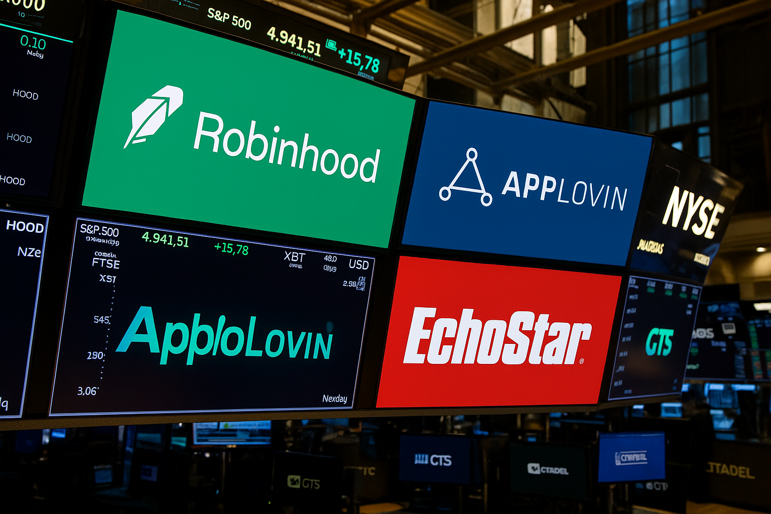 Robinhood, AppLovin, EchoStar Shake Wall Street as S&P 500 Shuffle and SpaceX Deal Spark Rally