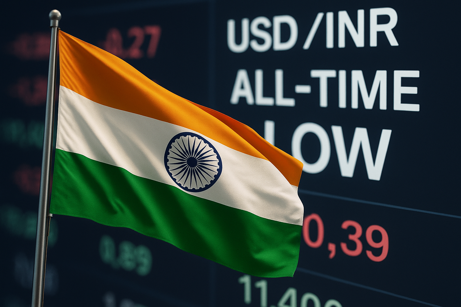 Indian Rupee Slumps to Record Low as U.S. Visa Fee Hikes and Weak Foreign Flows Compound Pressure