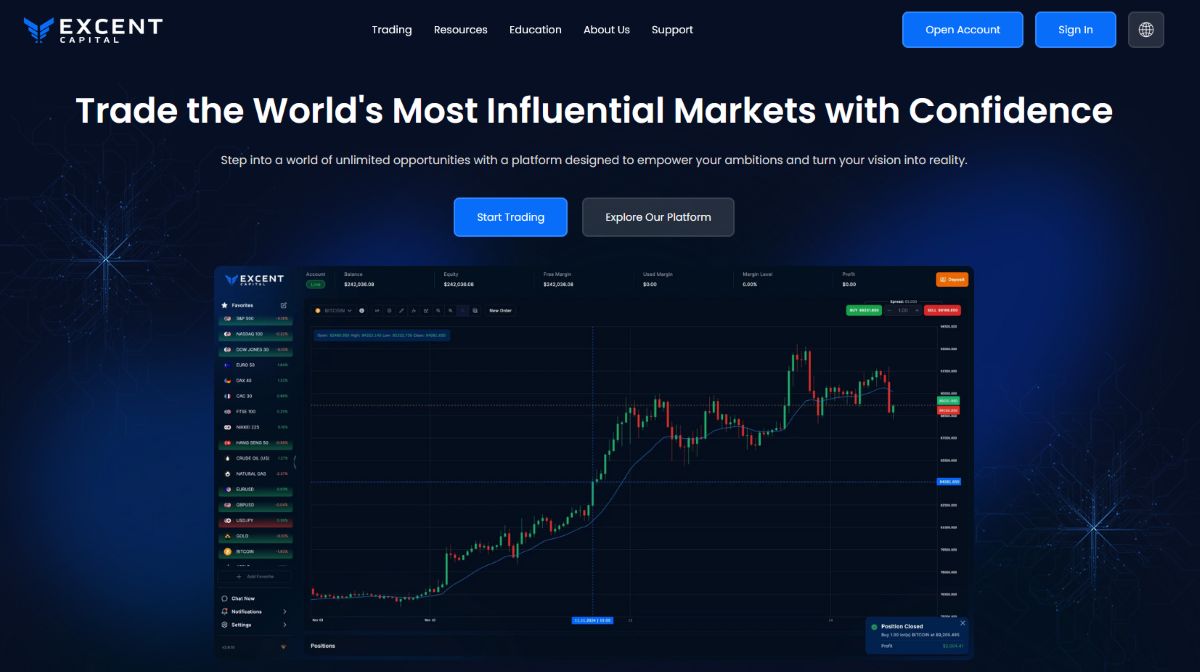 Excent Capital platform screenshot